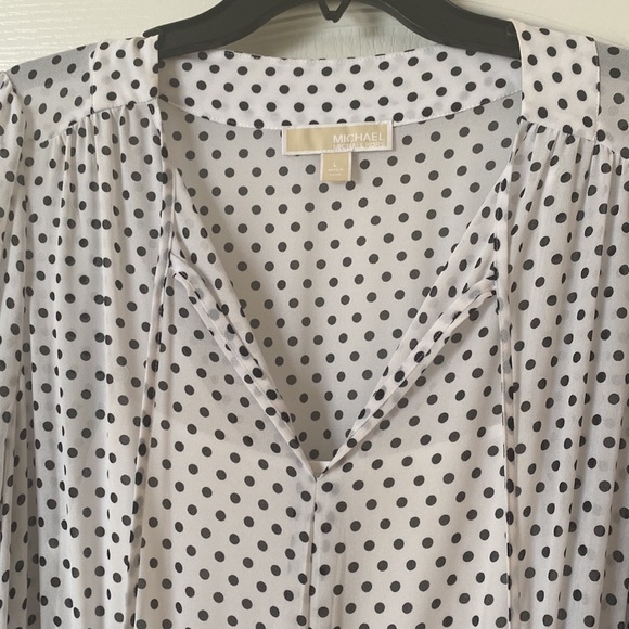 Michael Kors white chiffon dress with black polka dots. Size L - Picture 4 of 4
